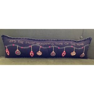 Appliqué Christmas Tree Decorative Pillow Long "it's The Most Wonderful Time…"